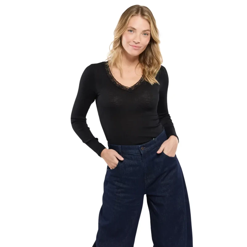 Image of Armor-Lux Womens long-sleeved T-Shirt Armor-Lux Noir Female M