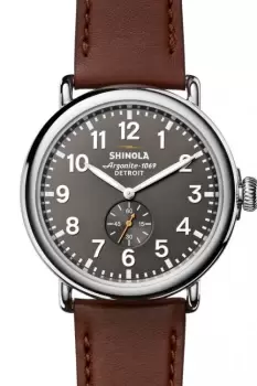 Image of Shinola Runwell Sub Second 47mm Dark Cognac Leather Strap Watch S0120018330