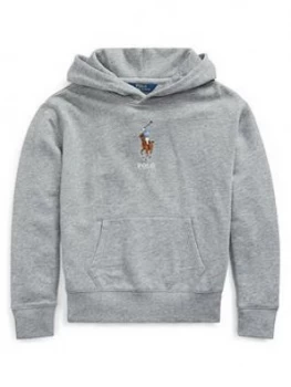 Image of Ralph Lauren Girls Big Pony Pocket Front Hoodie - Grey, Size Age: 7 Years, S, Women