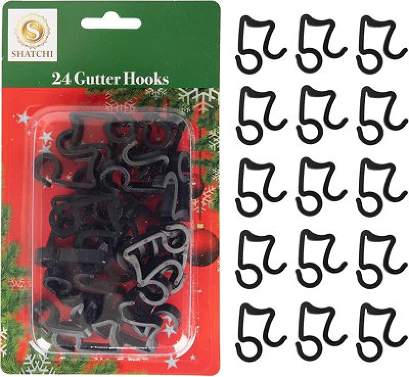 Image of Shatchi 24Pcs Gutter Hooks Black - Secure And Easy To Use