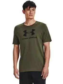Image of Under Armour Mens Training Sportstyle Logo T-Shirt, Khaki, Size S, Men