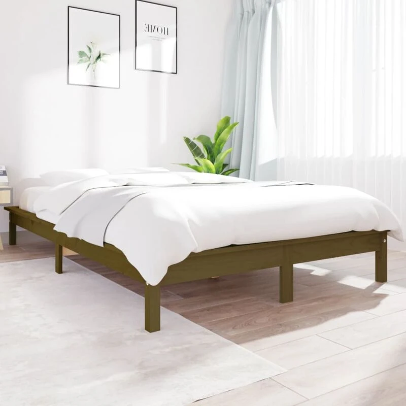 Image of Vidaxl Bed Frame Honey Brown 160X200 Cm Solid Wood Pine, Brown 820554