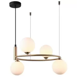 Image of Italux Lighting - Italux Amily - Modern Hanging Pendant Golden 4 Light with White Shade, G9