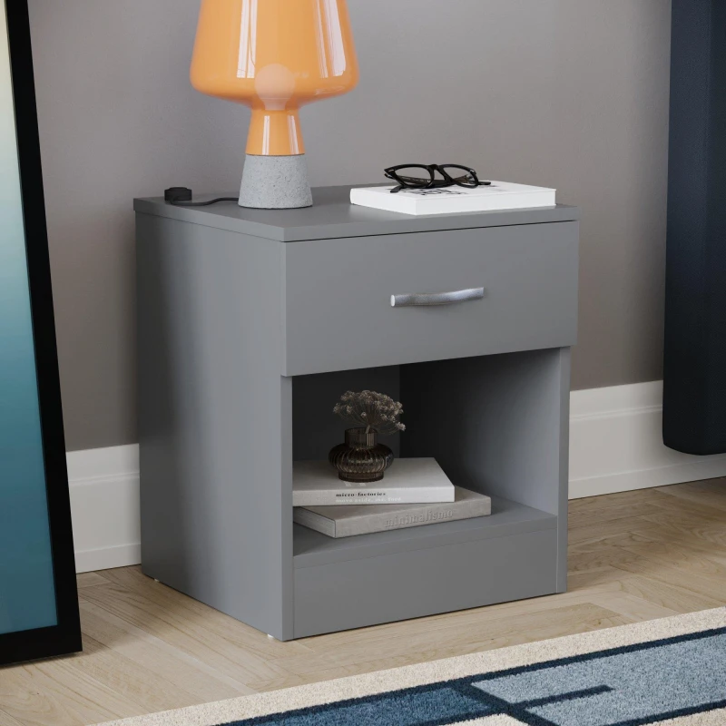 Image of Lassic Vida Designs Riano 1 Drawer Bedside Chest Grey unisex 1 Drawer