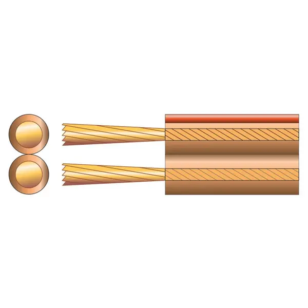 Image of Mercury 100m Transparent Heavy Duty Transparent Speaker Cable 4.8 x 9.6mm 392 Strand 15A 801.882UK