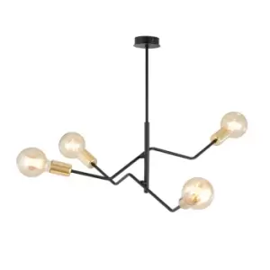 Image of Emibig Bolt Black Contemporary Semi Flush Light 4x E27