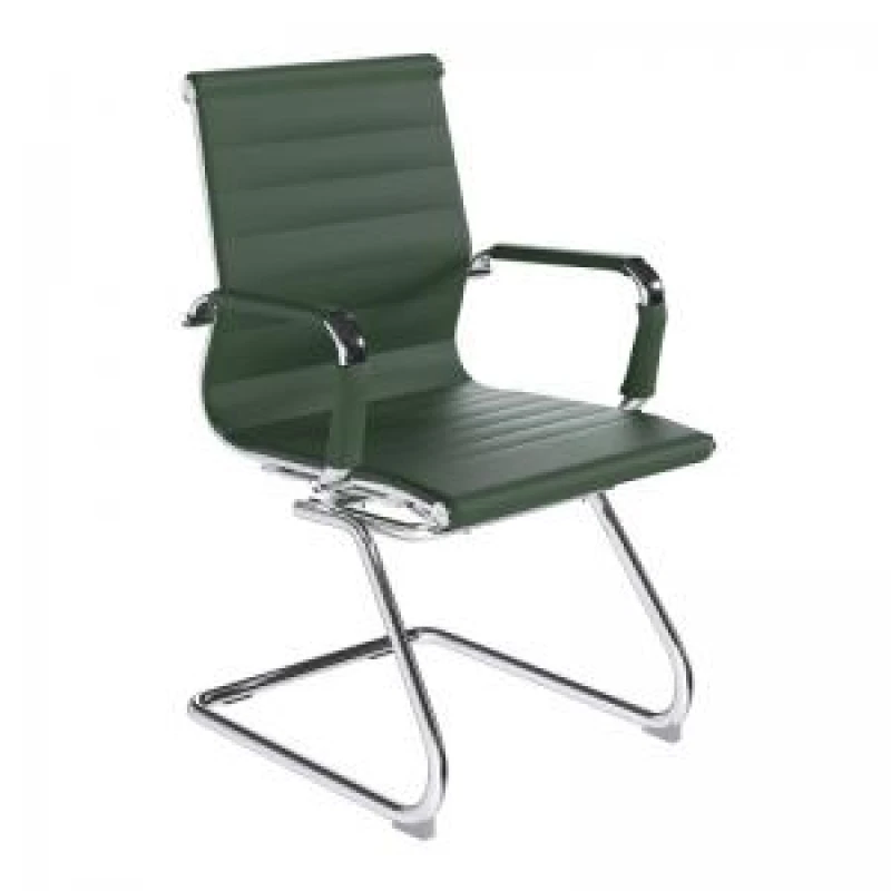 Image of Aura Nautilus Designs Aura Contemporary Medium Back Bonded Leather Executive Cantilever Visitor Chair With Fixed Arms Forest Green - BCL/8003AV/FGN BC