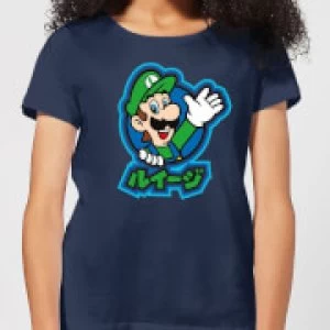 Image of Nintendo Super Mario Luigi Kanji Womens T-Shirt - Navy - L