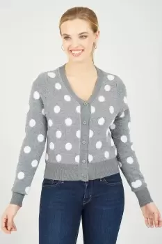 Image of Grey Buttoned Down Spot Cardigan