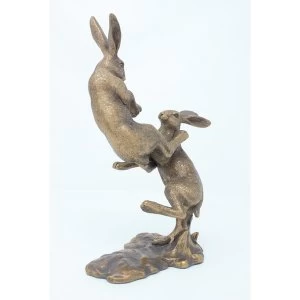 Image of Reflections Fighting Hares Figurine By Lesser & Pavey