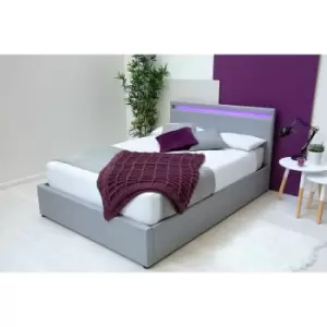 Image of Crazy Price Beds Stanlake LED Light Grey Fabric Ottoman Small Double Bed