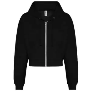 Image of Awdis Womens/Ladies Cropped Hoodie (S) (Deep Black)