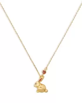 Image of kate spade new york Cubic Zirconia Bunny Mini Pendant Necklace in Gold Tone, 16-19