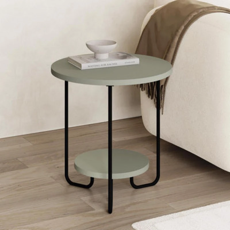Image of FWStyle FWStyle 2 Tier Round Ash Green Side Lamp Table Green One Size Unisex 8683628019733