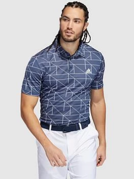 Image of adidas Golf Jacquard Lines Primegreen Polo - Navy/White, Size L, Men