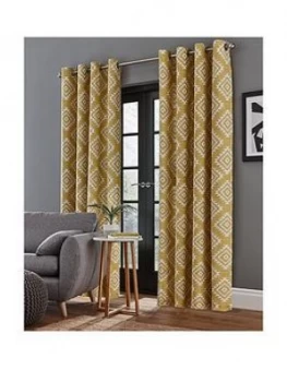 Image of Catherine Lansfield Aztec Lined Eyelet Curtains