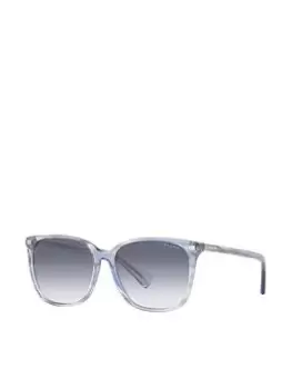 Image of Ralph Lauren Square Sunglasses - Shiny Striped Blue Brown, Brown, Women