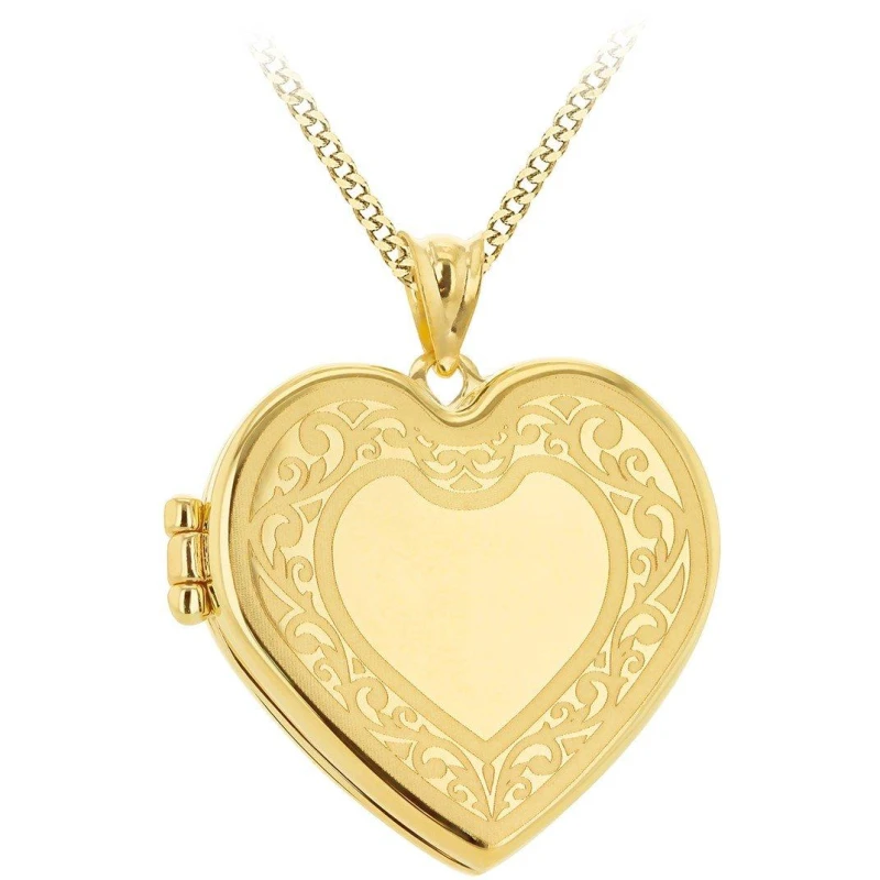 Image of Be You 9ct Gold 2 Heart Frame Engraved Locket Necklace Pendant Necklaces 18" Gold 72938110002