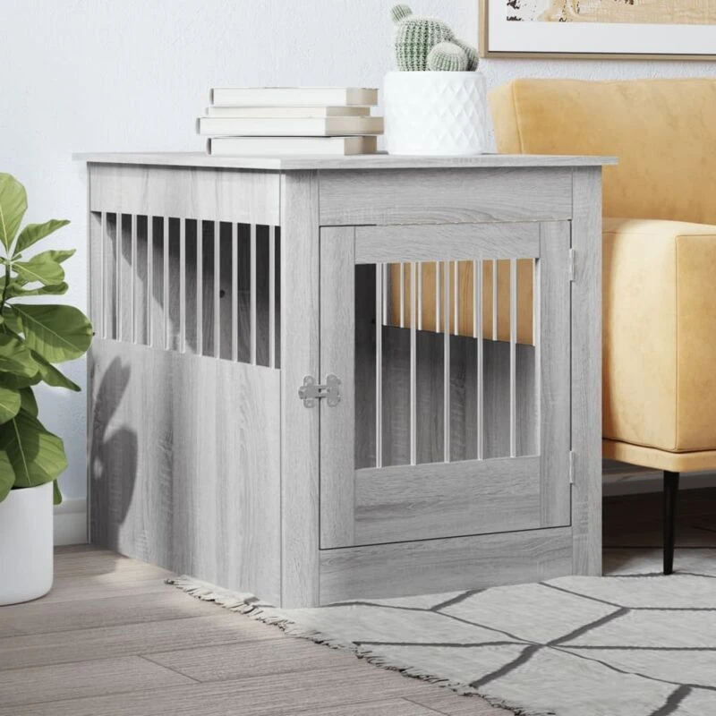 Image of vidaXL Dog Crate Furniture Grey Sonoma 64.5x80x71cm Engineered Wood, Grey 838335