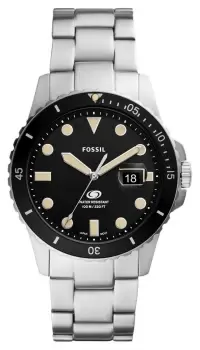 Image of Fossil FS5952 Mens Blue Black Dial Stainless Steel Watch