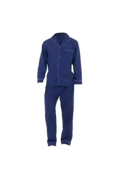 Image of Plain Long Sleeve Shirt & Trouser Bottoms Nightwear Pyjama Set