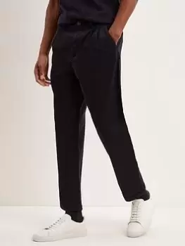 Image of Burton Menswear London Burton Tapered Pleat Front Trousers, Navy, Size 32, Inside Leg Regular, Men