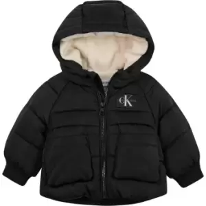Image of Calvin Klein Jeans Hooded Puffer Jacket - Black