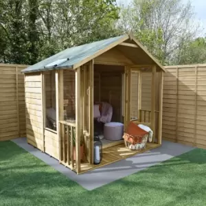 Image of Forest Garden Oakley 7X7 Apex Overlap Solid Wood Summer House With Double Door (Base Included)