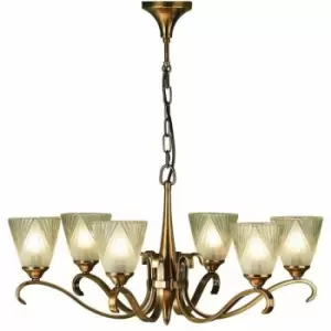 Image of Loops - Luxury Hanging Ceiling Pendant Light Antique Brass Deco Glass 6 Lamp Chandelier