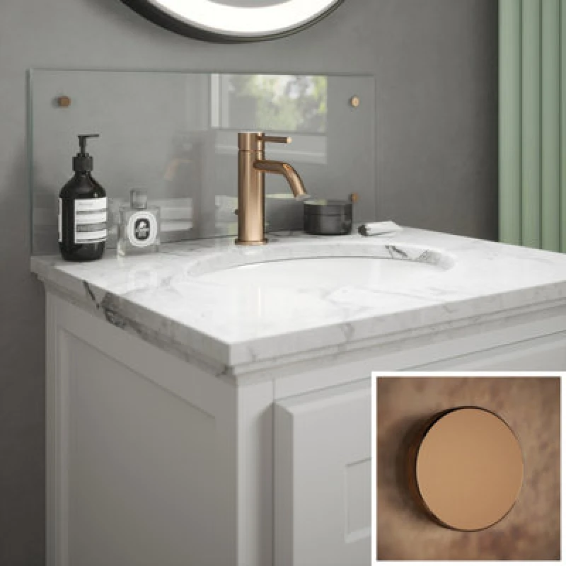 Image of Splashback Crystal Clear Copper Cap Glass Bathroom s 250mm x 500mm x4mm Clear Unisex