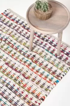 Image of Handwoven Multi Coloured Cotton Diamond Chindi Rug