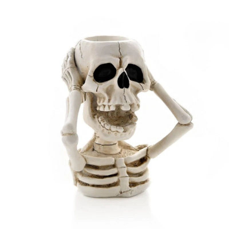 Image of The Novelties Company Hocus Pocus Halloween White Skeleton Tea Light Holder Multi