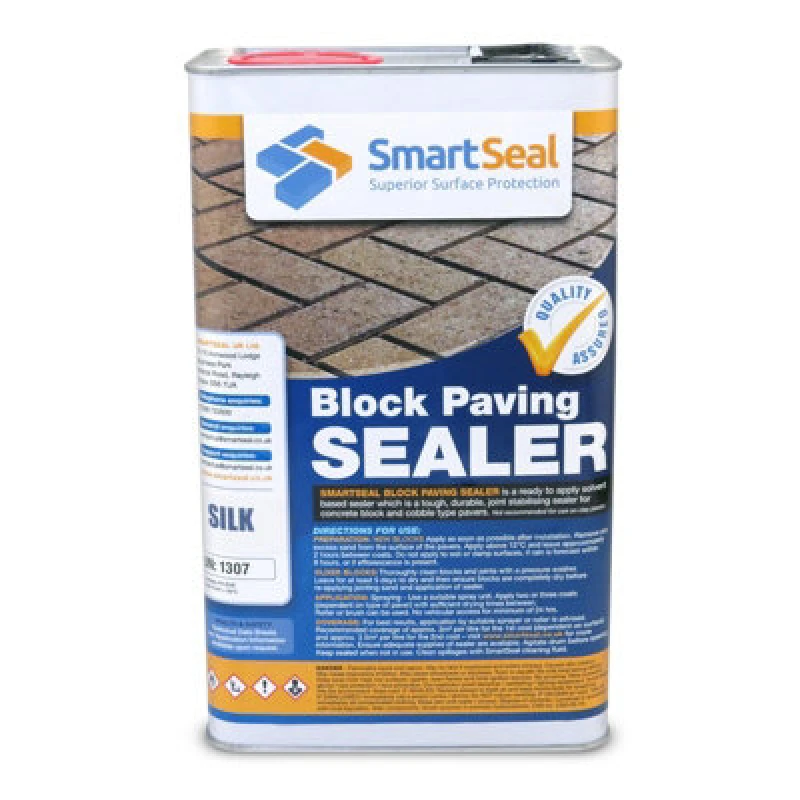 Image of Smartseal Block Paving Sealer, Silk Wet Look, Sand Hardener & Weed Inhibitor For Driveways And Patios, 5L, Clear 5.061E+12