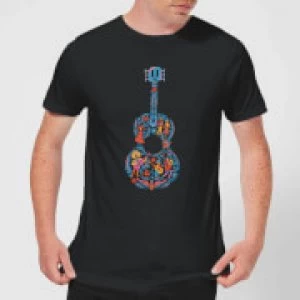 Image of Coco Guitar Pattern Mens T-Shirt - Black