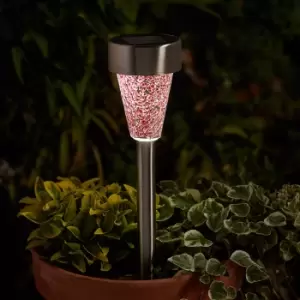Image of Smart Solar LED Mosaic Stake Light (6 Pack) Mixed Brushed Stainless Steel Mixed Colours