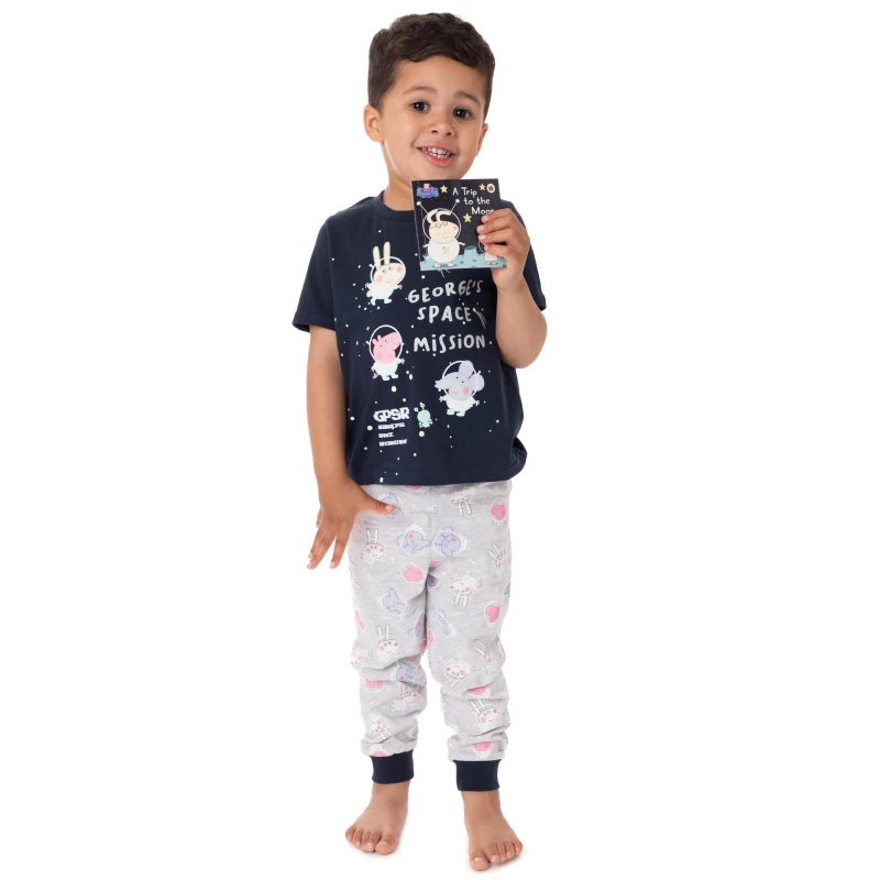 Image of Peppa Pig Short Sleeve Long Leg Pyjama Set Blue male