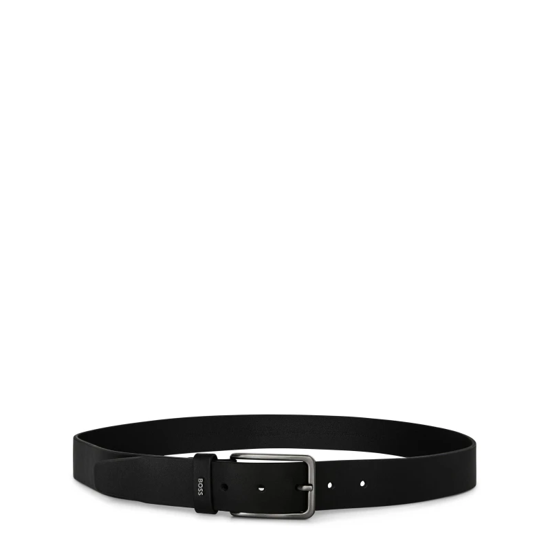 Image of Boss Mens Calis Logo Leather Belt Black 001 male 32R (85cm)