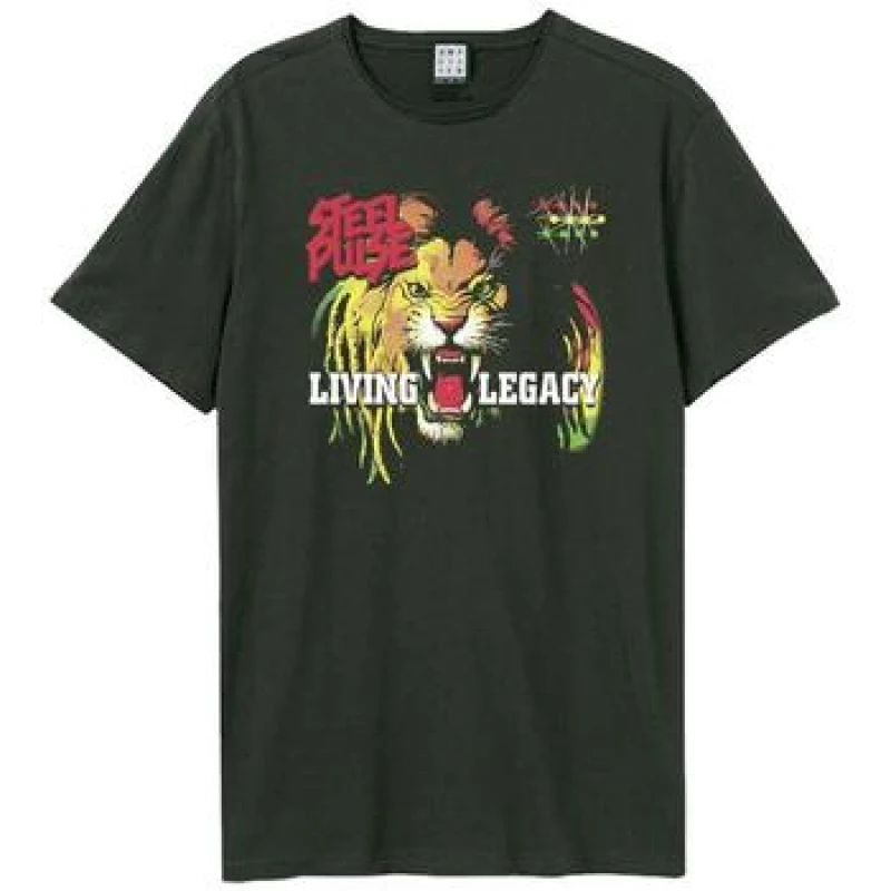 Image of Amplified Amplified Men Living Legacy Steel Pulse T-Shirt in Charcoal Size: X-Small Charcoal XS Male 5063527284303