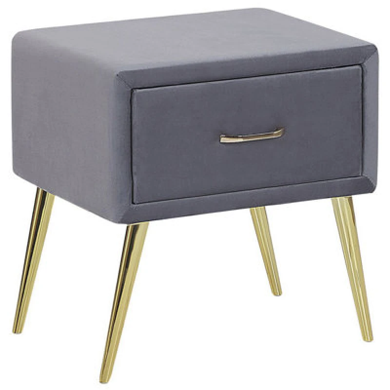 Image of Beliani 1 Drawer Bedside Table Flayat Velvet Grey
