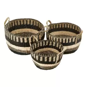 Image of Set of 3 Natural Seagrass Storage Baskets