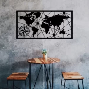 Image of World Map Medium 2 Black Decorative Metal Wall Accessory