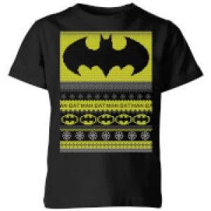 Image of Batman Kids Christmas T-Shirt - Black - 5-6 Years