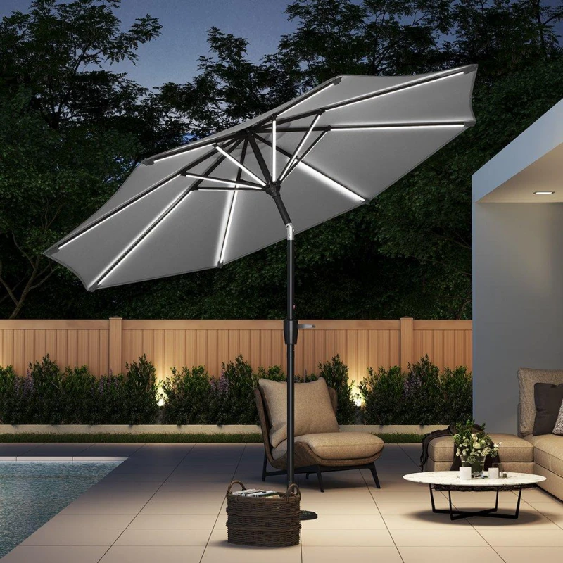 Image of Breeins Large Solar LED Parasol Light Grey Grey unisex One size