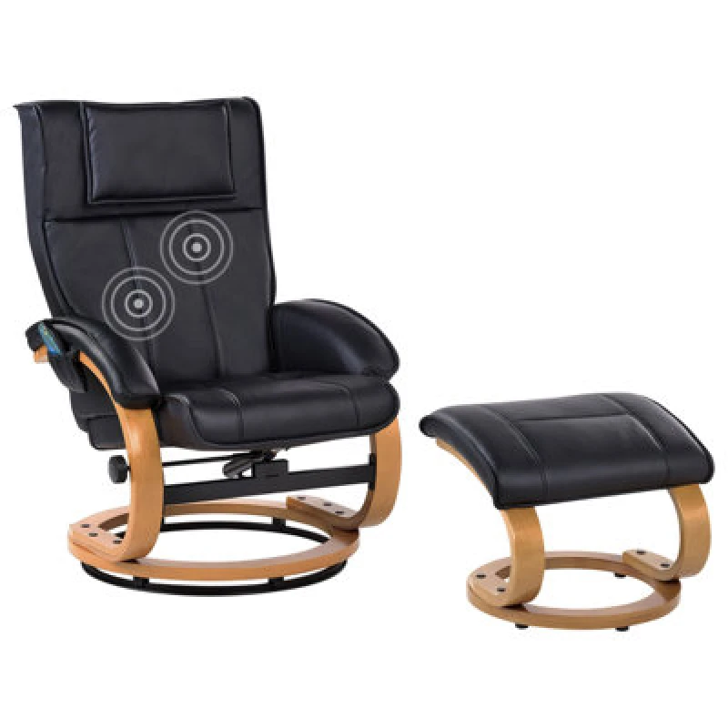 Image of Beliani Massage Chair Majestic With Footstool Faux Leather Black