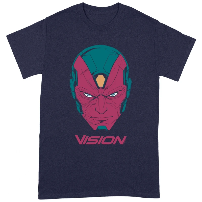 Image of Marvel Avengers Mens Head T-Shirt in Dark Blue Size: Small Dark Blue Male S