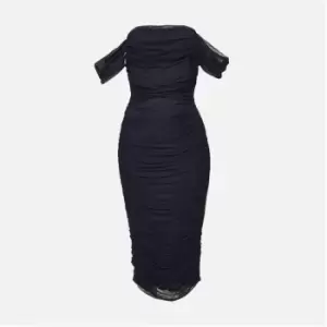 Image of Missguided Plus Size Mesh Bardot Midi Dress - Blue