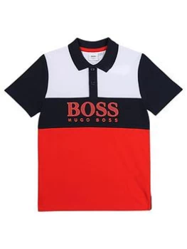 Image of Hugo Boss Short Sleeve Colour Block Polo Shirt Red/Black/White Size 4 Years Boys
