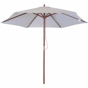 Image of Charles Bentley Wooden Parasol Grey 2.4m Hardwood, Polyester