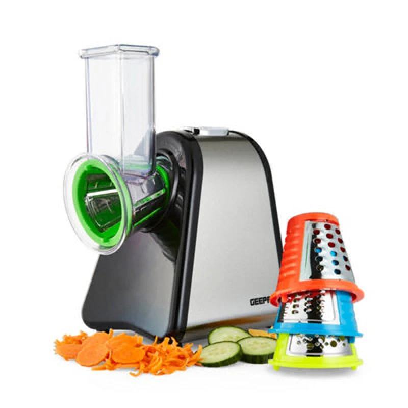 Image of Geepas Electric Salad Maker 4 in 1 Slicer Fruit Cutter Vegetable Grater Chopper Silver