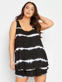 Image of Yours Crochet Back Vest Black Tie Dye, Black, Size 34-36, Women